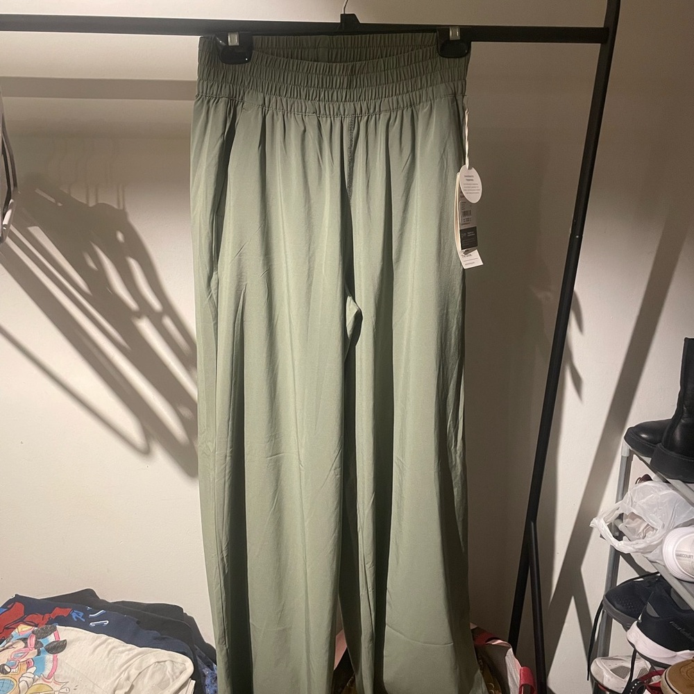 Light Green Elastic Waist Pants